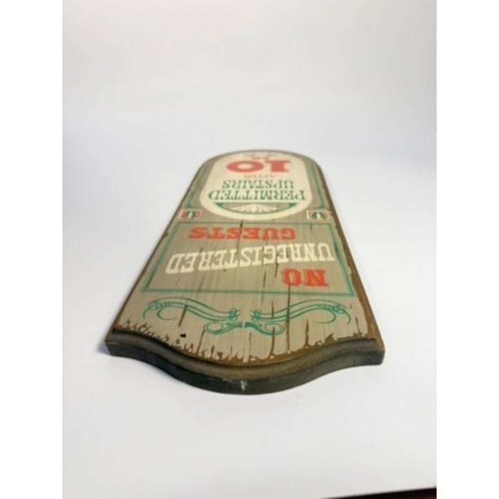 Wooden Western Saloon Sign No Unregistered Guest Upstairs Vintage YorkKraft - Picture 10 of 15